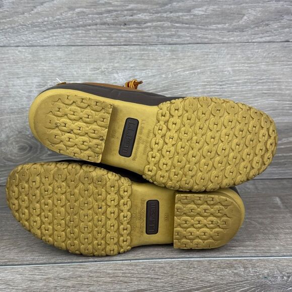 LL Bean Bean Boots Women’s Sz 7M Gore-Tex Tan Leather 8” Lace Up 6-Eye Duck Boot - Picture 8 of 14